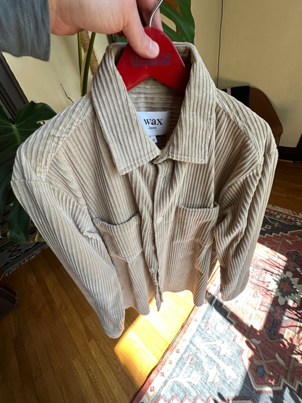 Wax London Corduroy Over Shirt in Light Tan Men’s M
